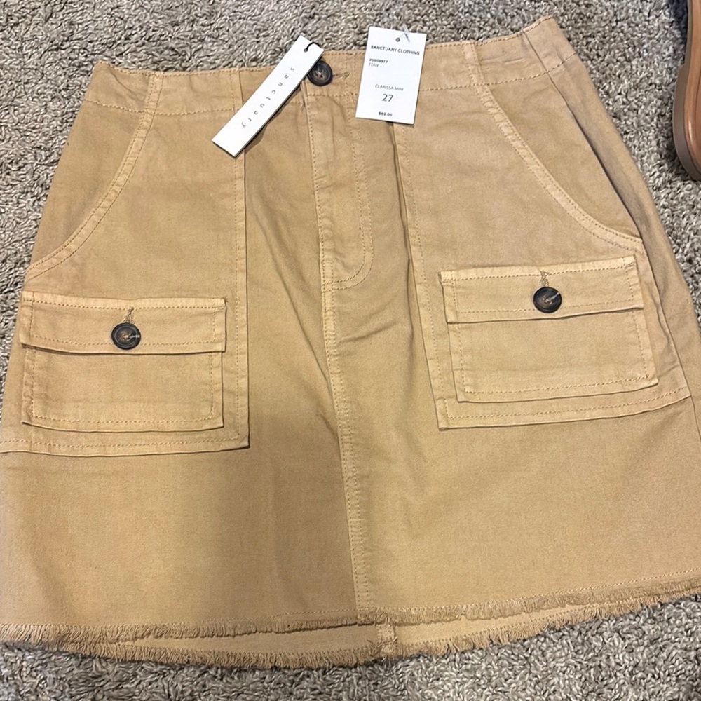 Sanctuary Camel Skirt with Buttoned Pockets